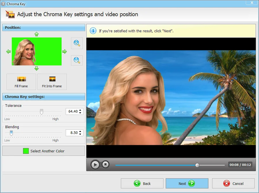 Green screen editor in Clipify