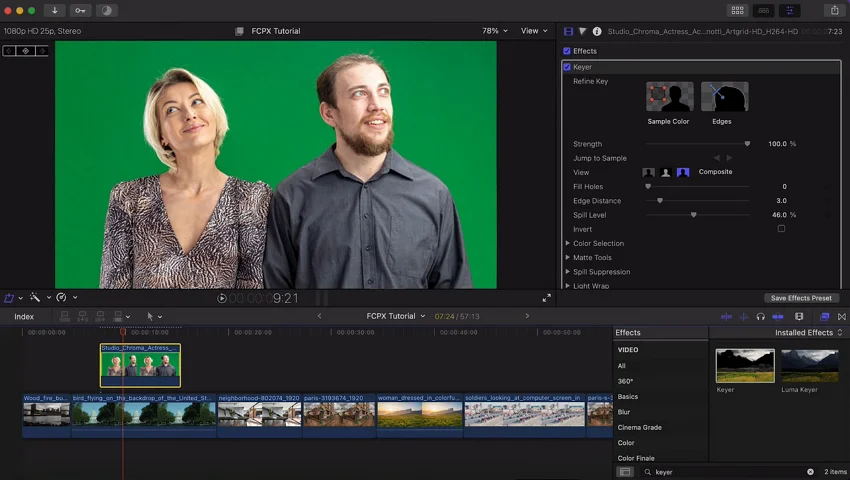 Processing green screen videos with Final Cut Pro