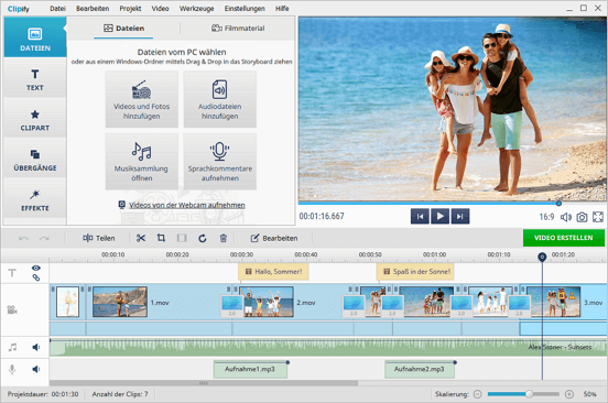 Erstellen Sie Ihre Videos mit Clipify, dem automatischen Videobearbeitungsprogramm