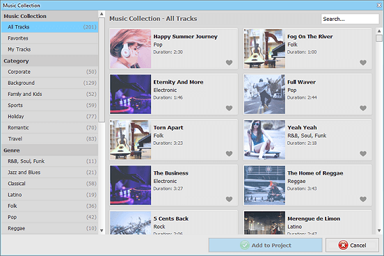 Explore built-in music library