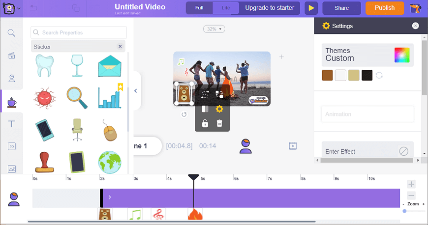 Use Animaker to add stickers to a video