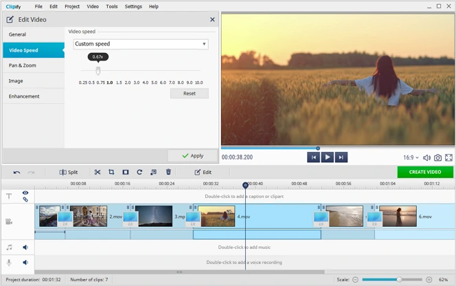 Use Clipify to change video speed