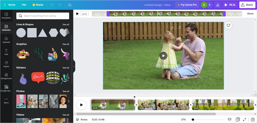 Use Canva to edit your vids online
