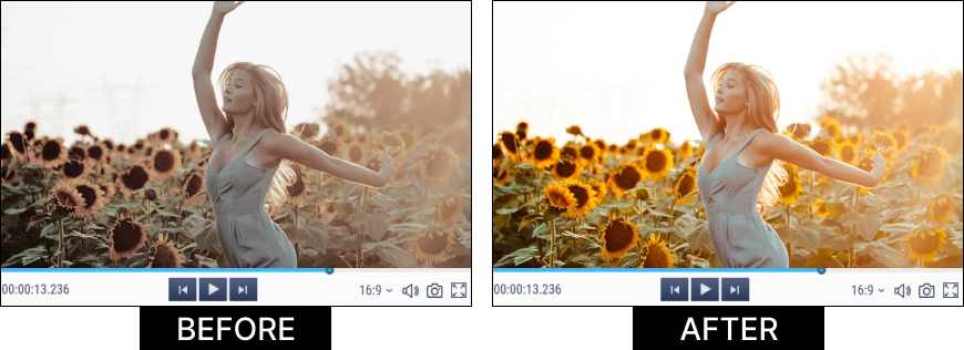 A MOV clip before and after processing
