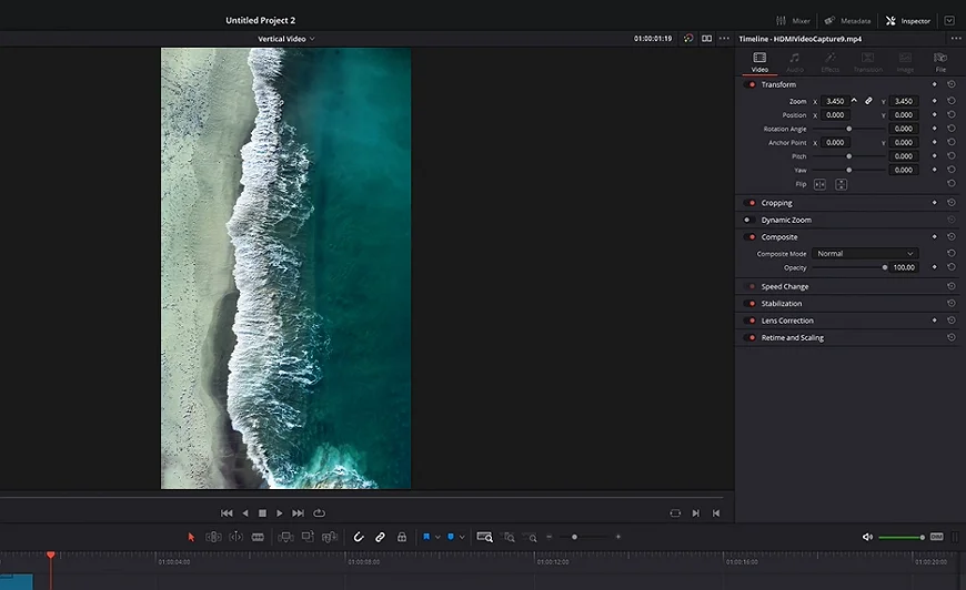 Video editing in DaVinci Resolve