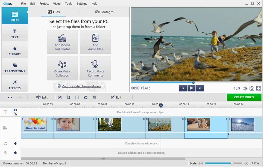 Start with uploading your videos and images