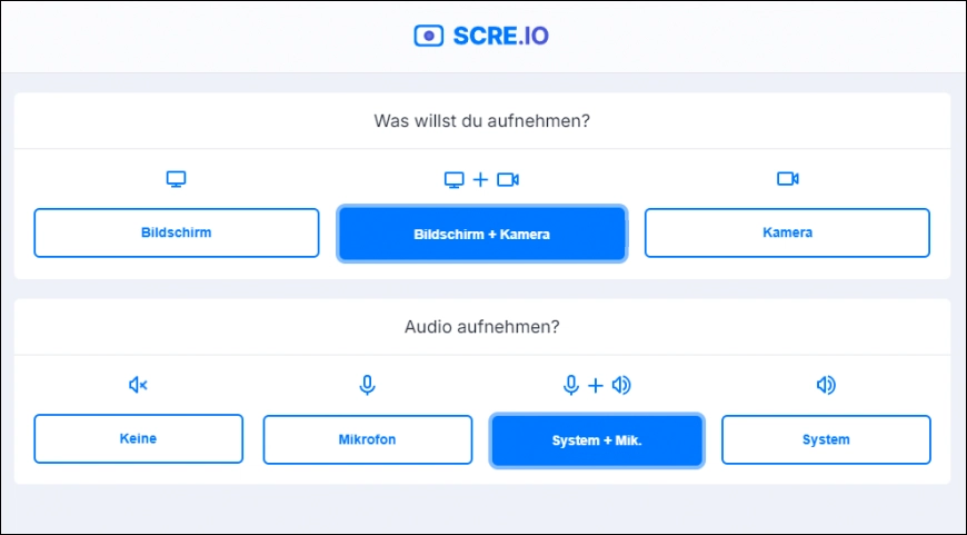 Scre.io für Chrome in Aktio