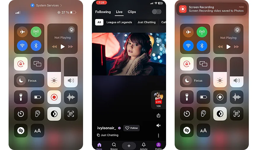 Built-in screen recording tool on iPhone