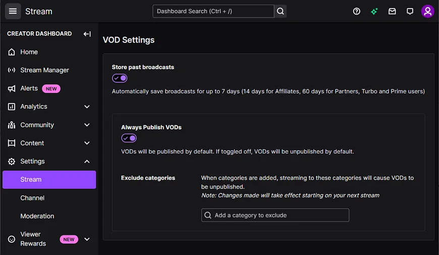 Twitch’s VOD feature