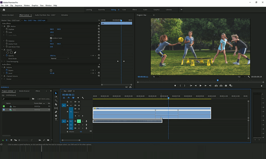 Use Adobe Premiere Pro to slow down a video