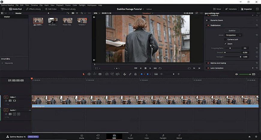 Employ DaVinci Resolve to stabilize your clips