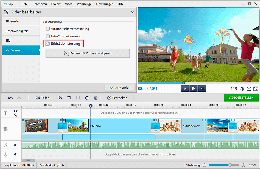 Stabilisieren Sie Ihr Video