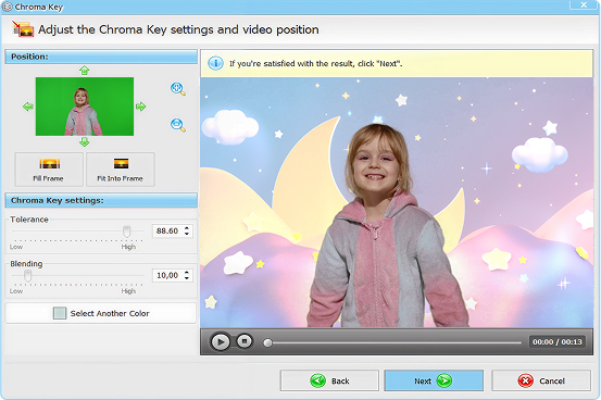 Change the background of a green sceen video